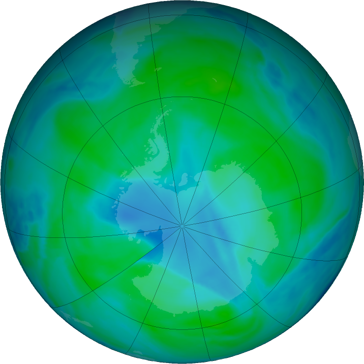 Antarctic ozone map for 30 December 2022